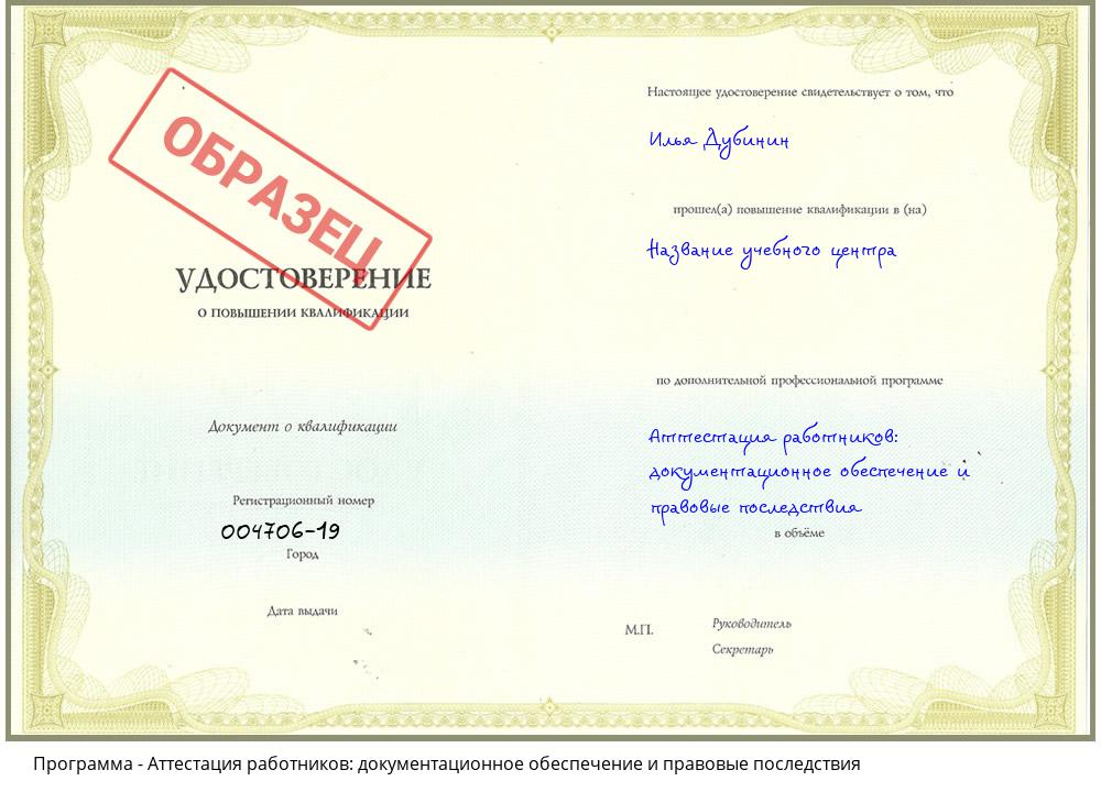Аттестация работников: документационное обеспечение и правовые последствия Якутск