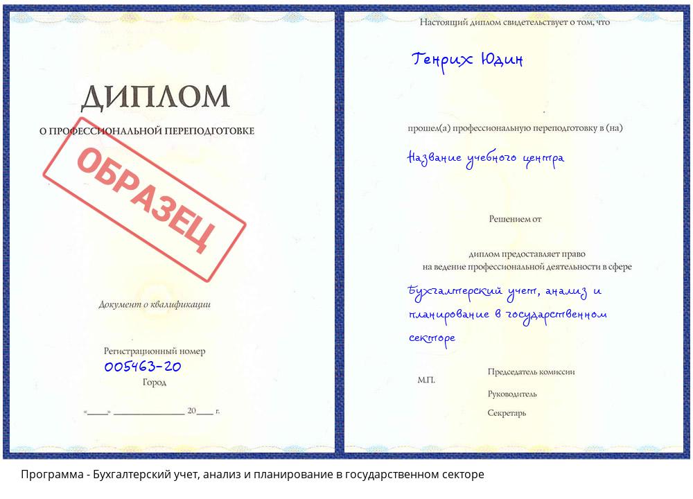 Бухгалтерский учет, анализ и планирование в государственном секторе Якутск