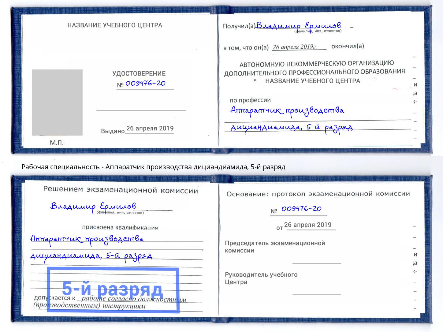 корочка 5-й разряд Аппаратчик производства дициандиамида Якутск